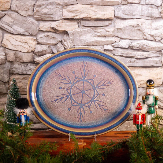 Oval Platter, Purple Snowflake