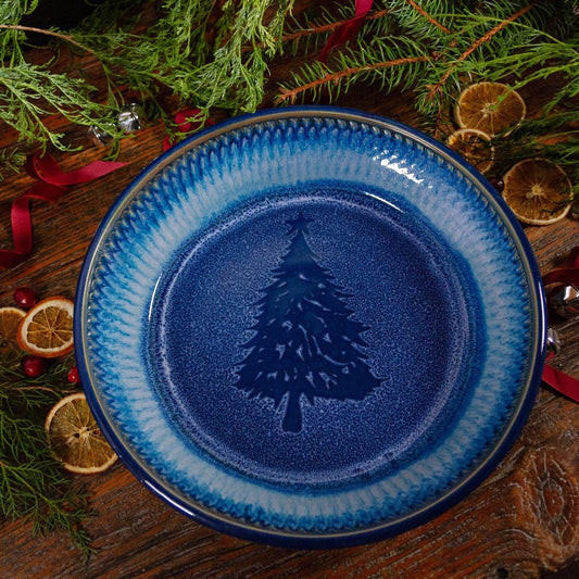 Charcuterie Bowl, Chattered Blue Christmas Tree