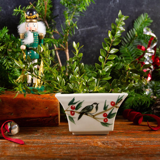 Windowsill Planter, Chickadee & Winter Berry