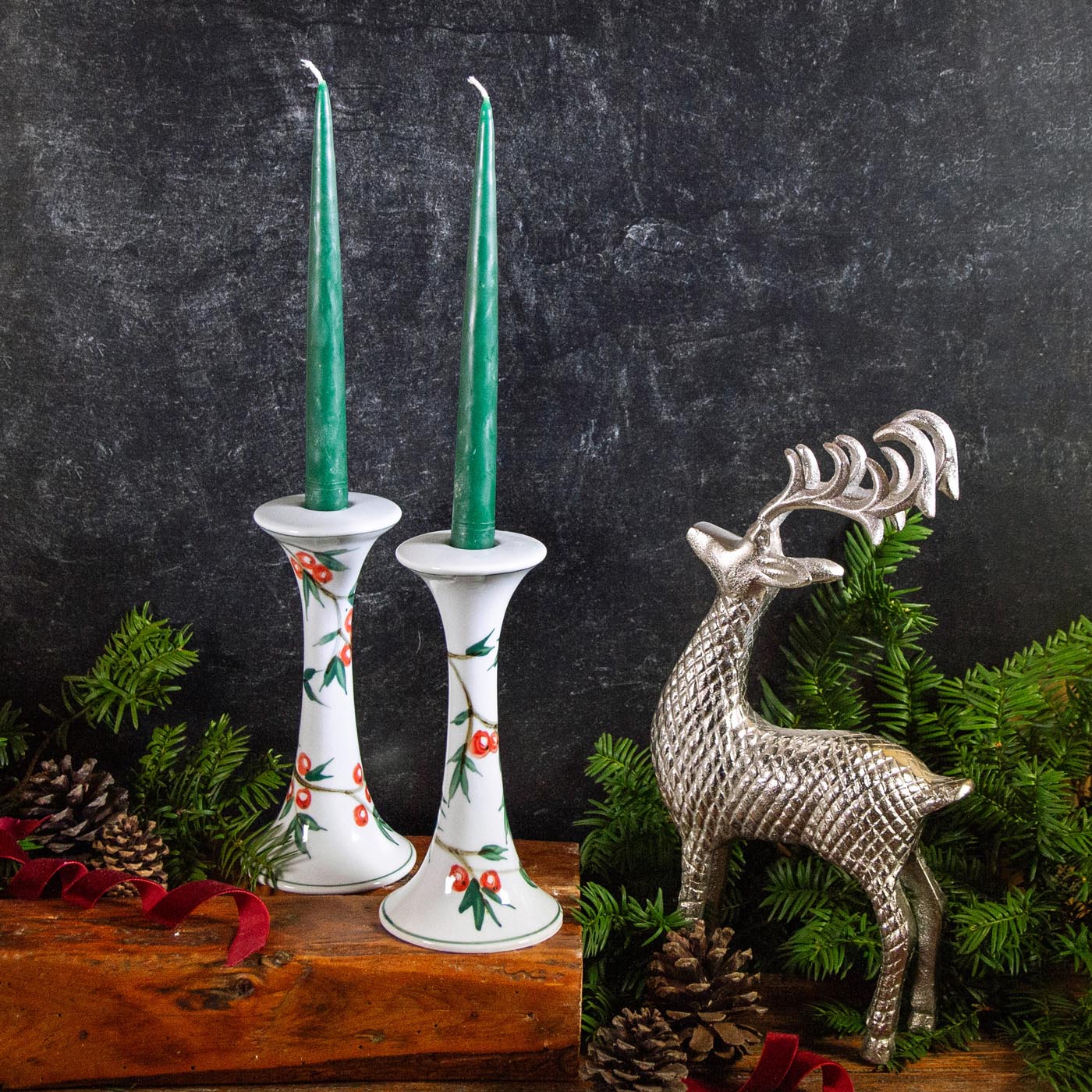 Pairing: Winter Berries Candlestick Holders & Maine Made Candle Tapers