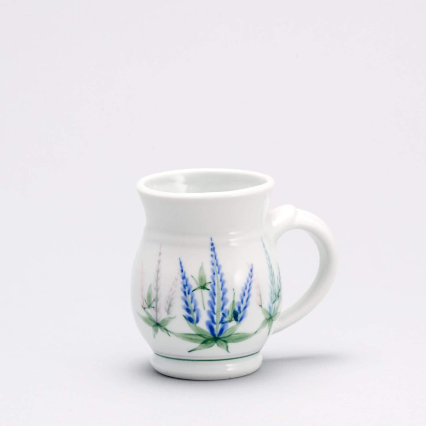 Handmade Pottery Curvy Mug made by Georgetown Pottery in Maine Lupine