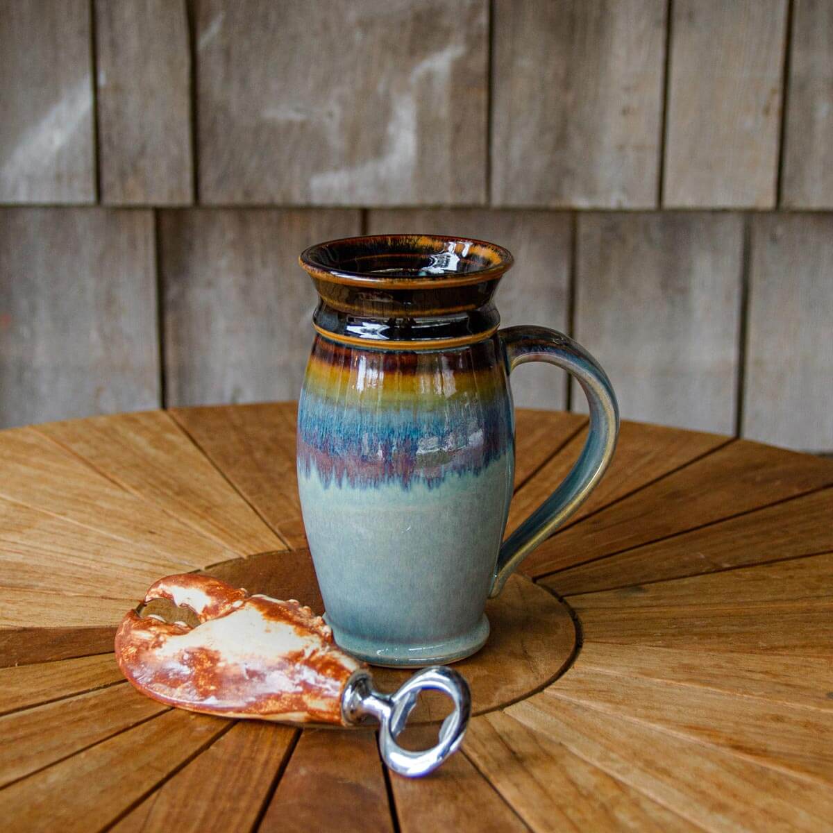 Pairing: Beer Stein, Purple Hamada & Lobster Claw Bottle Opener (by Merrymeeting Clay)