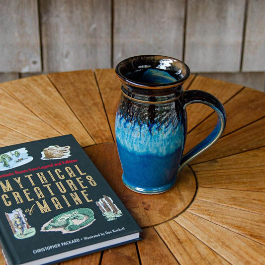 Pairing: Beer Stein, Chattered Blue Hamada & "Mythical Creatures of Maine" book