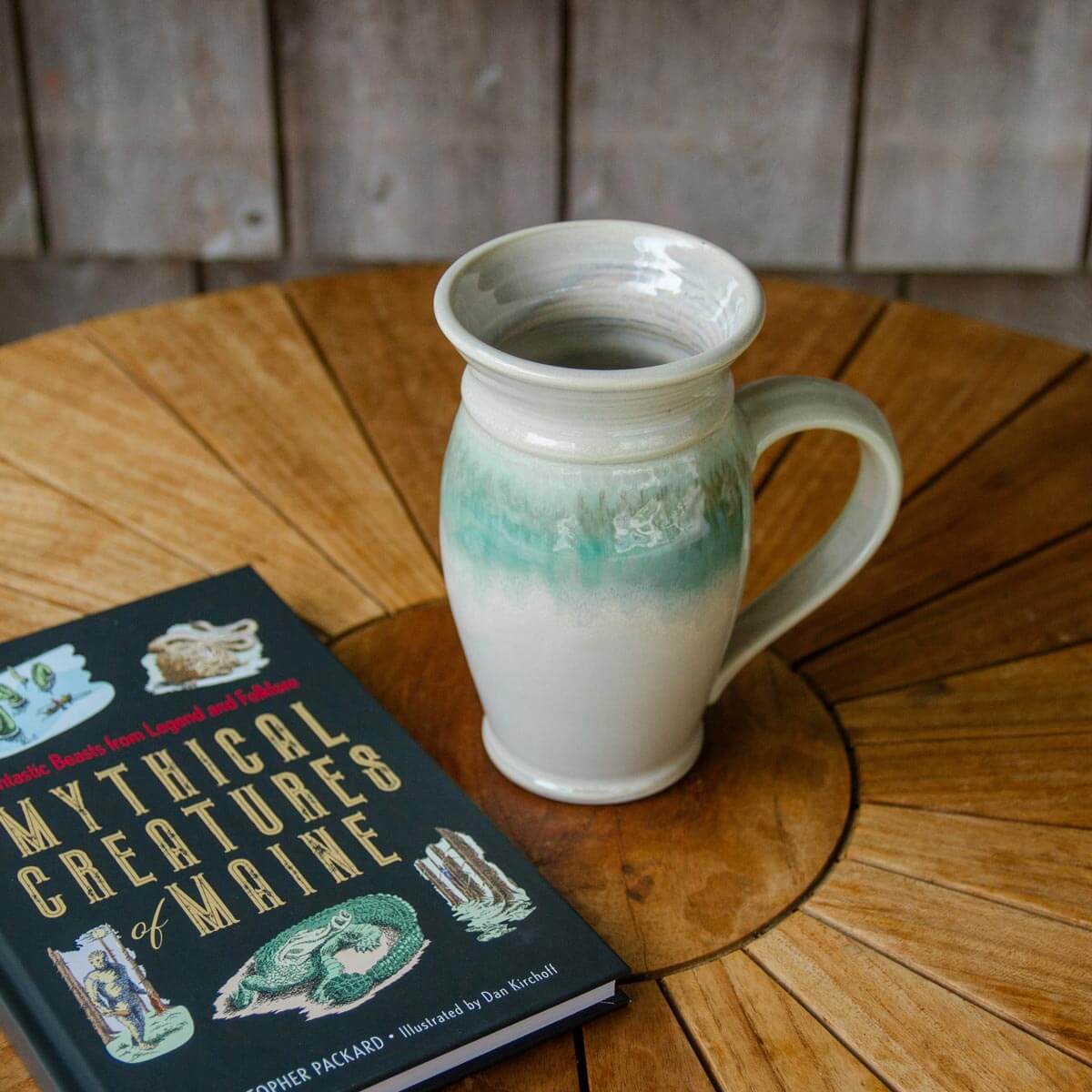 Pairing - Beer Stein, Chattered Ivory Green & "Mythical Creatures of Maine" book