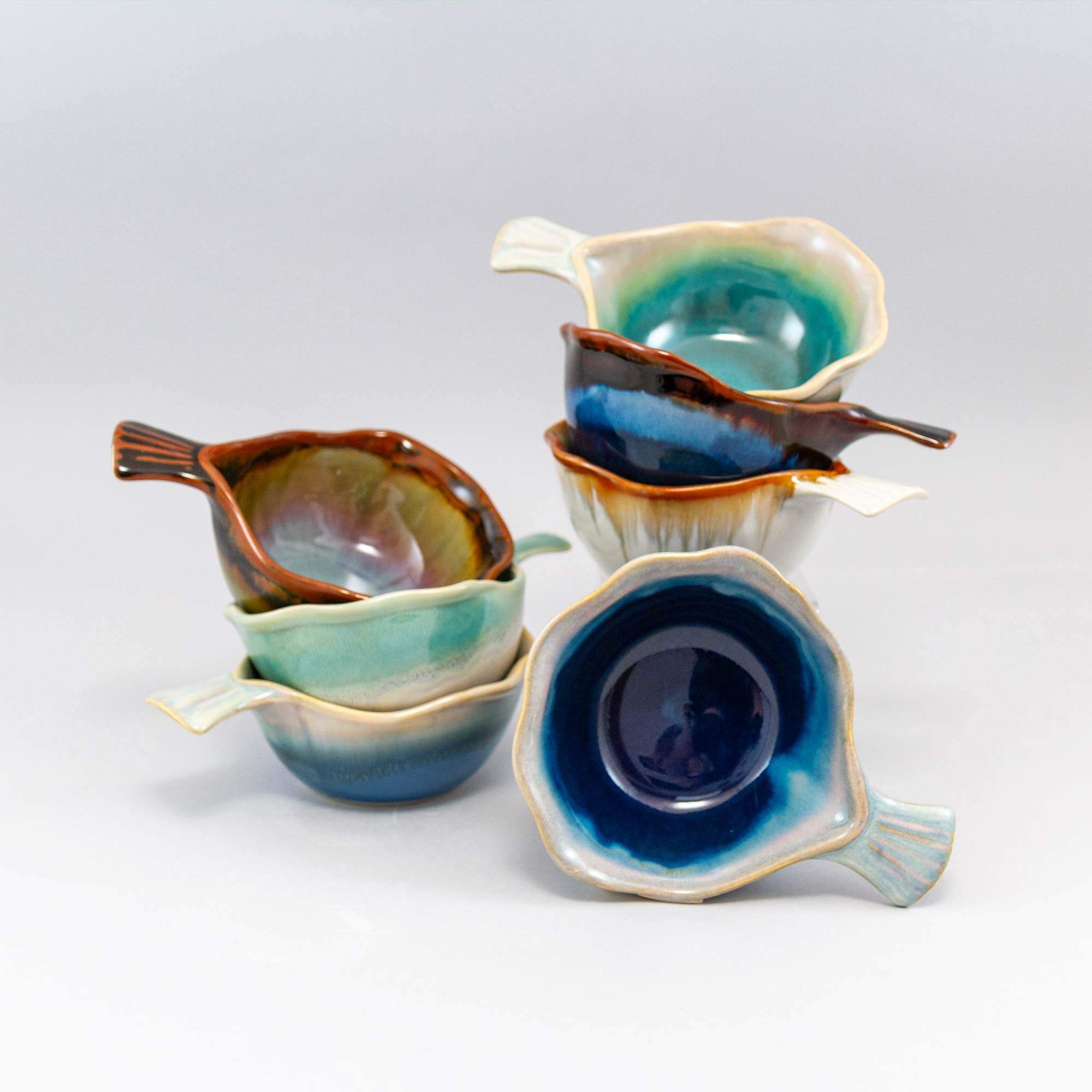 Fish Handled Bowl handmade by Georgetown Pottery in Maine in Blue ...