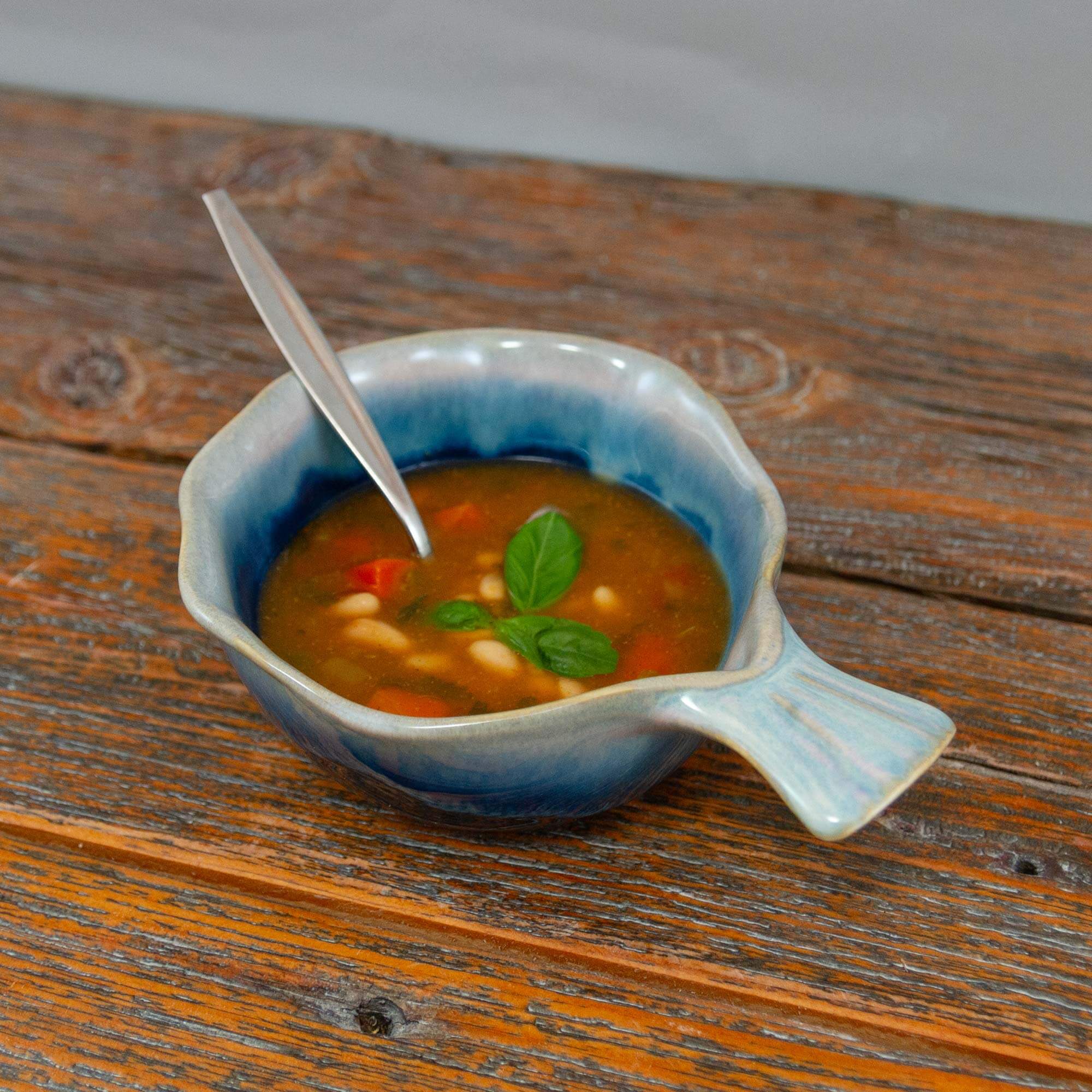 Fish Handled Bowl handmade by Georgetown Pottery in Maine in Blue ...