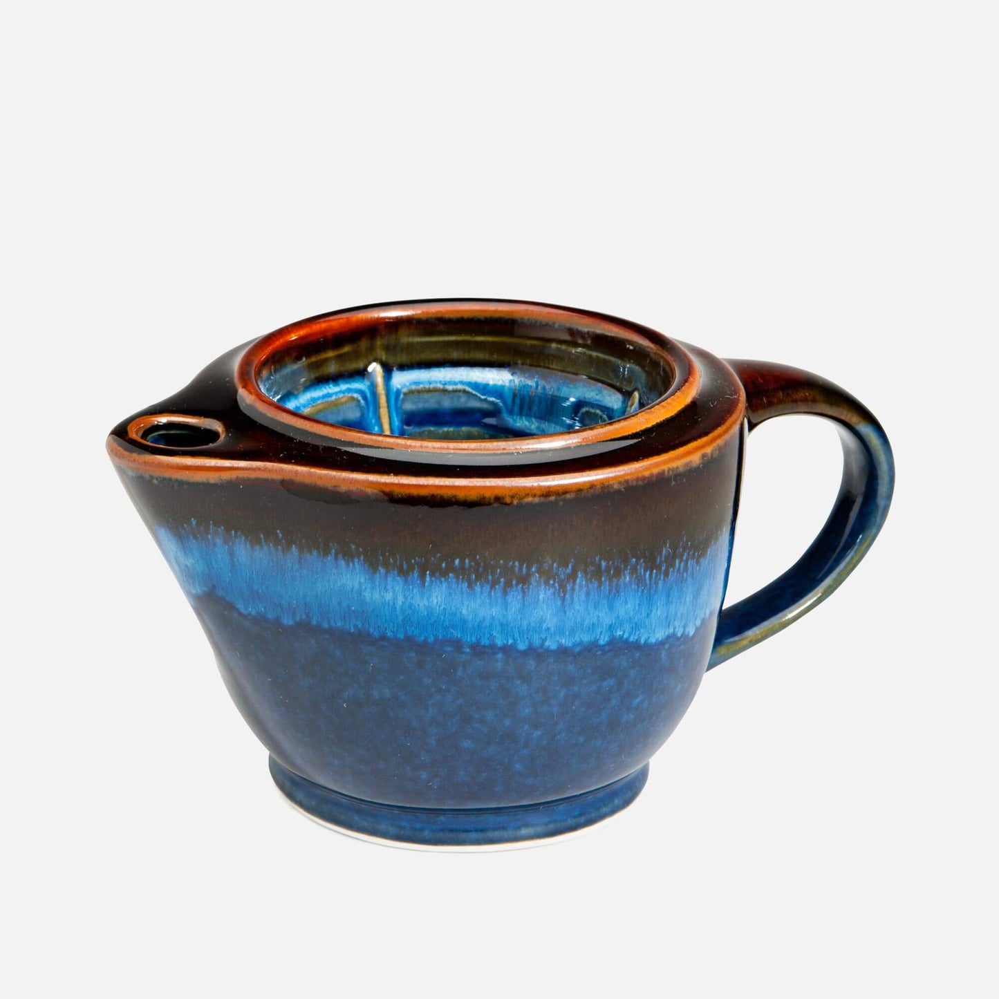 G20 Shaving Scuttle Handmade by Georgetown Pottery in Georgetown Maine in Blue Glaze