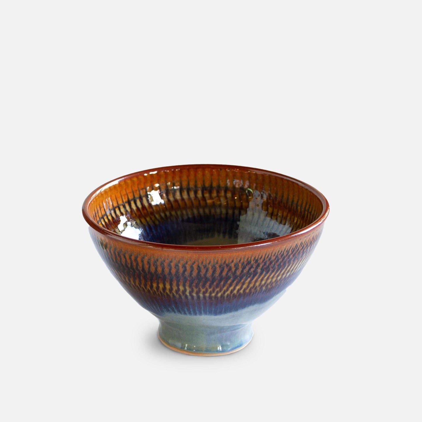 Handmade Pottery Noodle Bowl in Purple Hamada pattern made by Georgetown Pottery in Maine