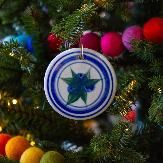 Handmade Pottery Blueberry Christmas Ornament