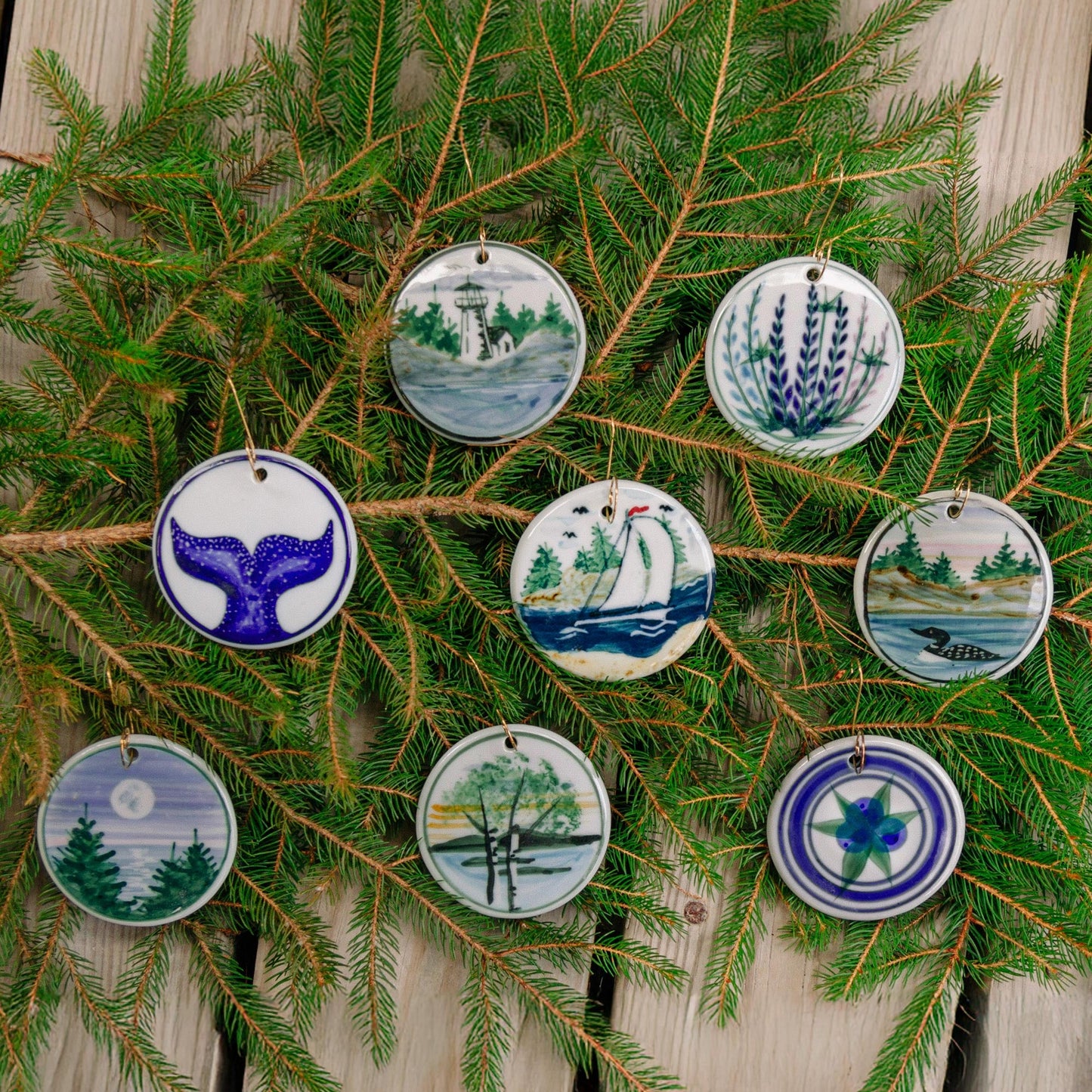 Handmade Pottery Blue Christmas Tree Christmas Ornament