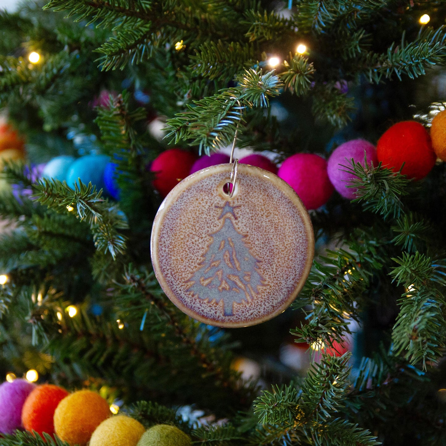 Handmade Pottery Purple Christmas Tree Christmas Ornament