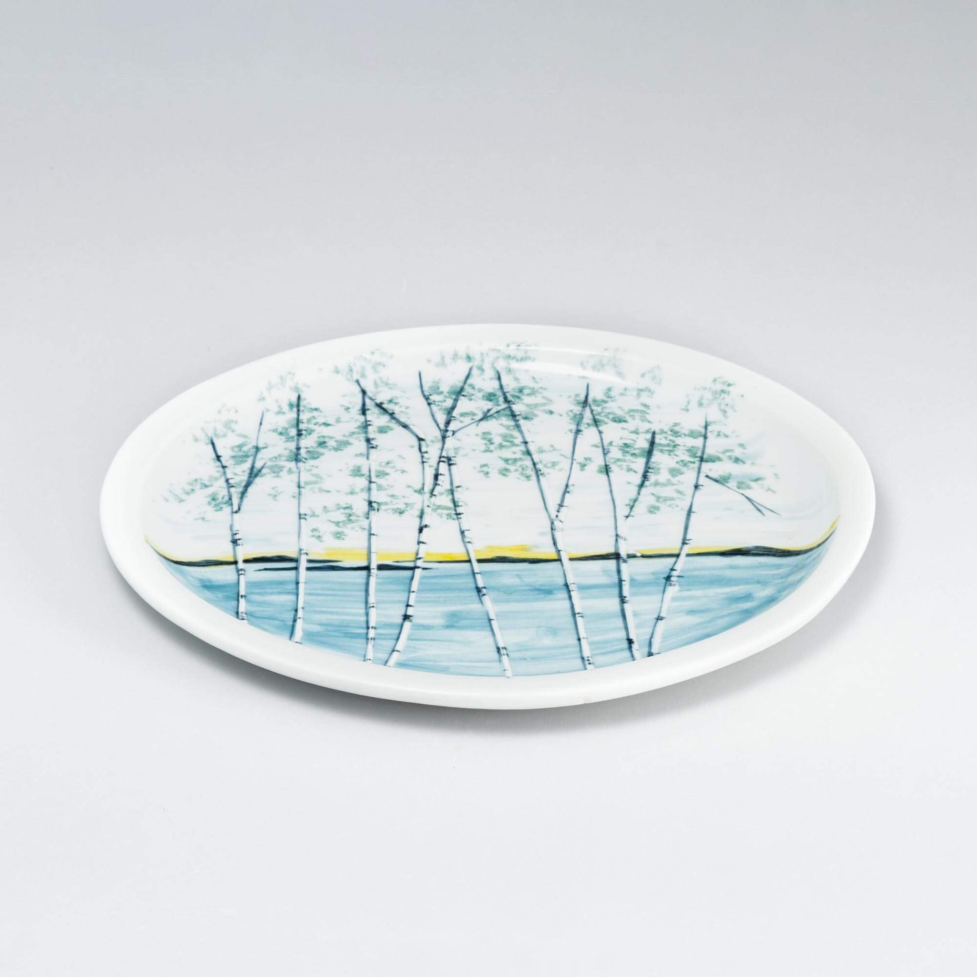 Handmade Pottery Oval Platter in Birch Point pattern made by Georgetown Pottery in Maine