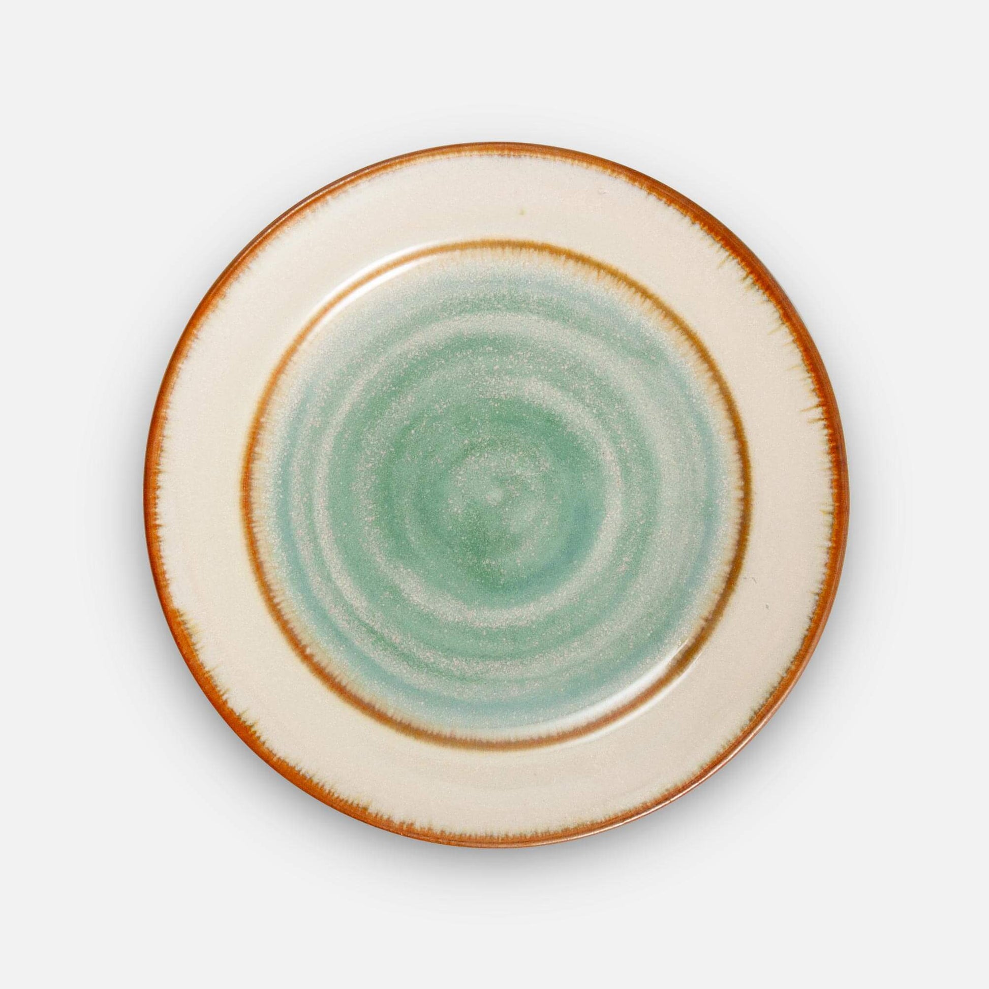 Handmade Pottery Classic Dessert Plate in Ivory & Green pattern made by Georgetown Pottery in Maine