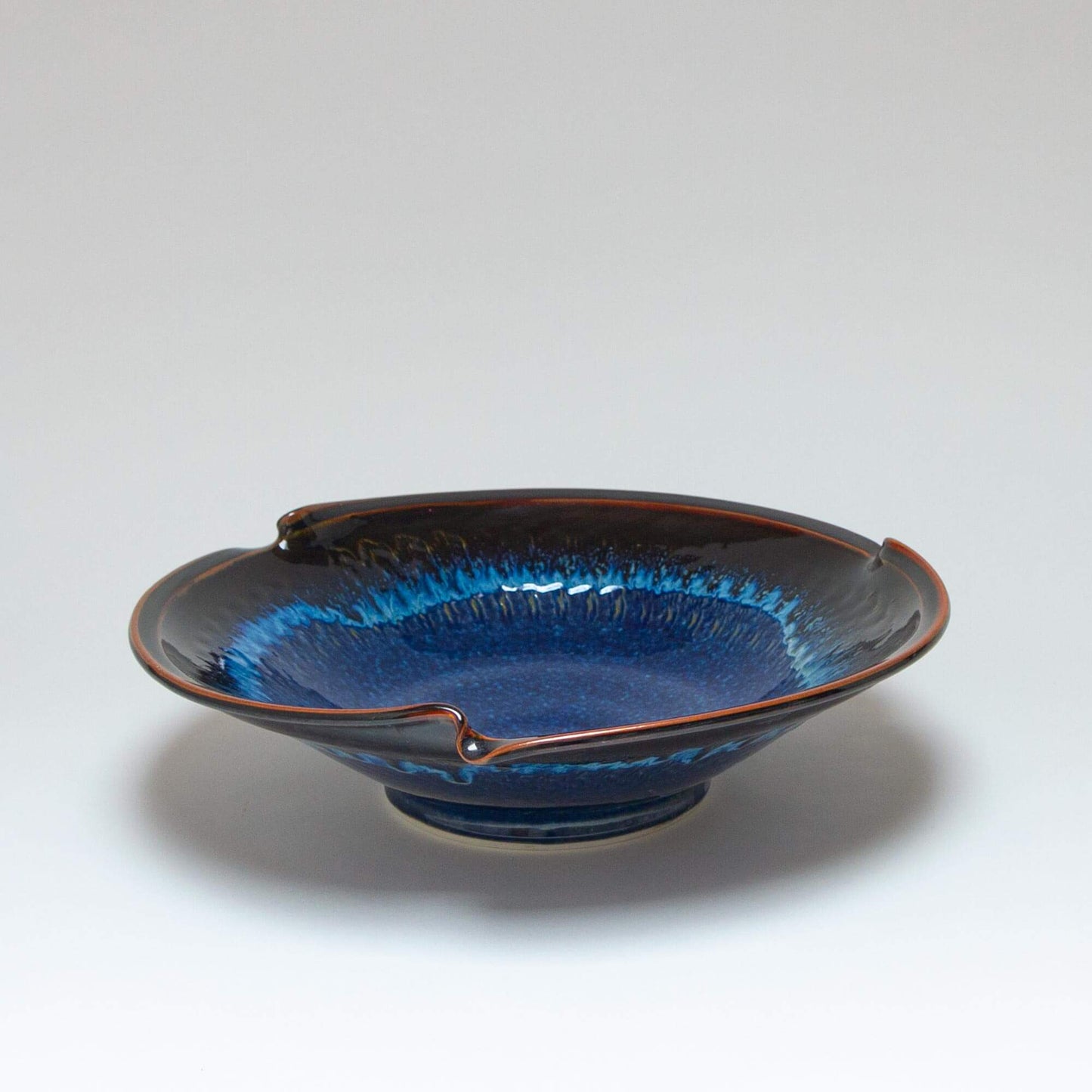 Handmade Pottery Signature Wave Bowl in Blue Hamada pattern made by Georgetown Pottery in Maine