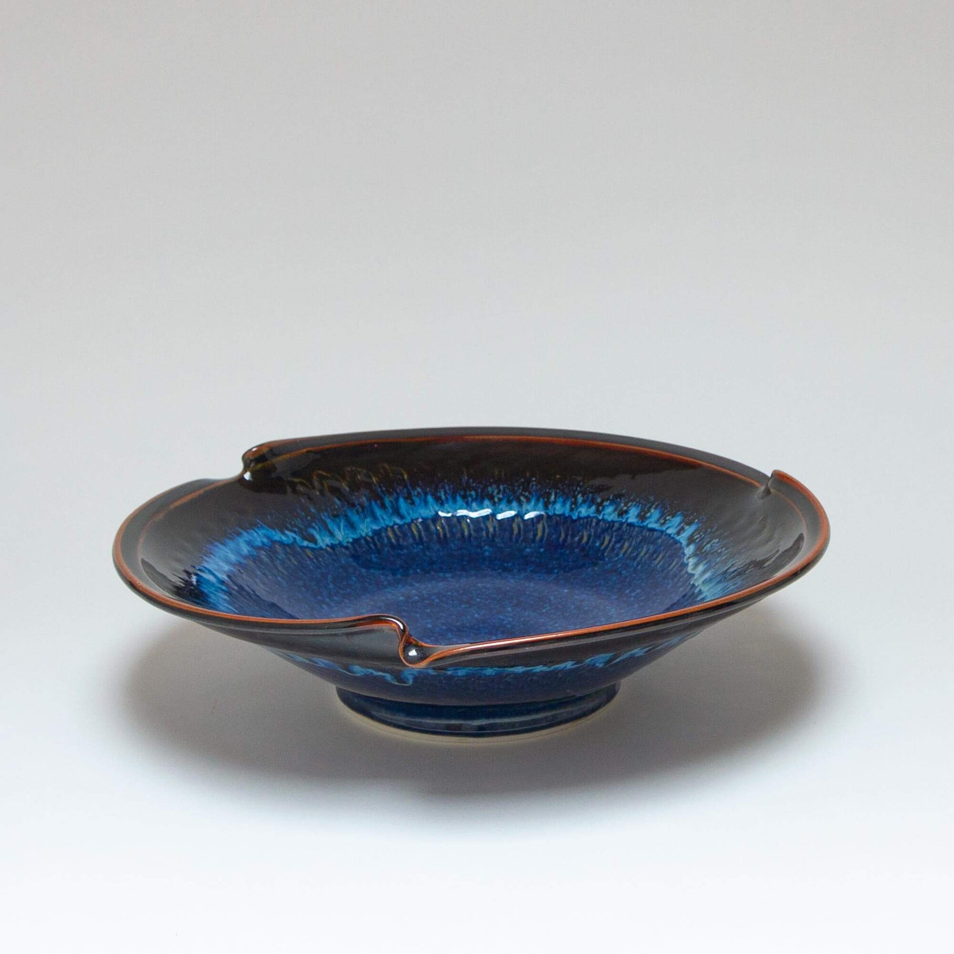 Handmade Pottery Signature Wave Bowl in Blue Hamada pattern made by Georgetown Pottery in Maine