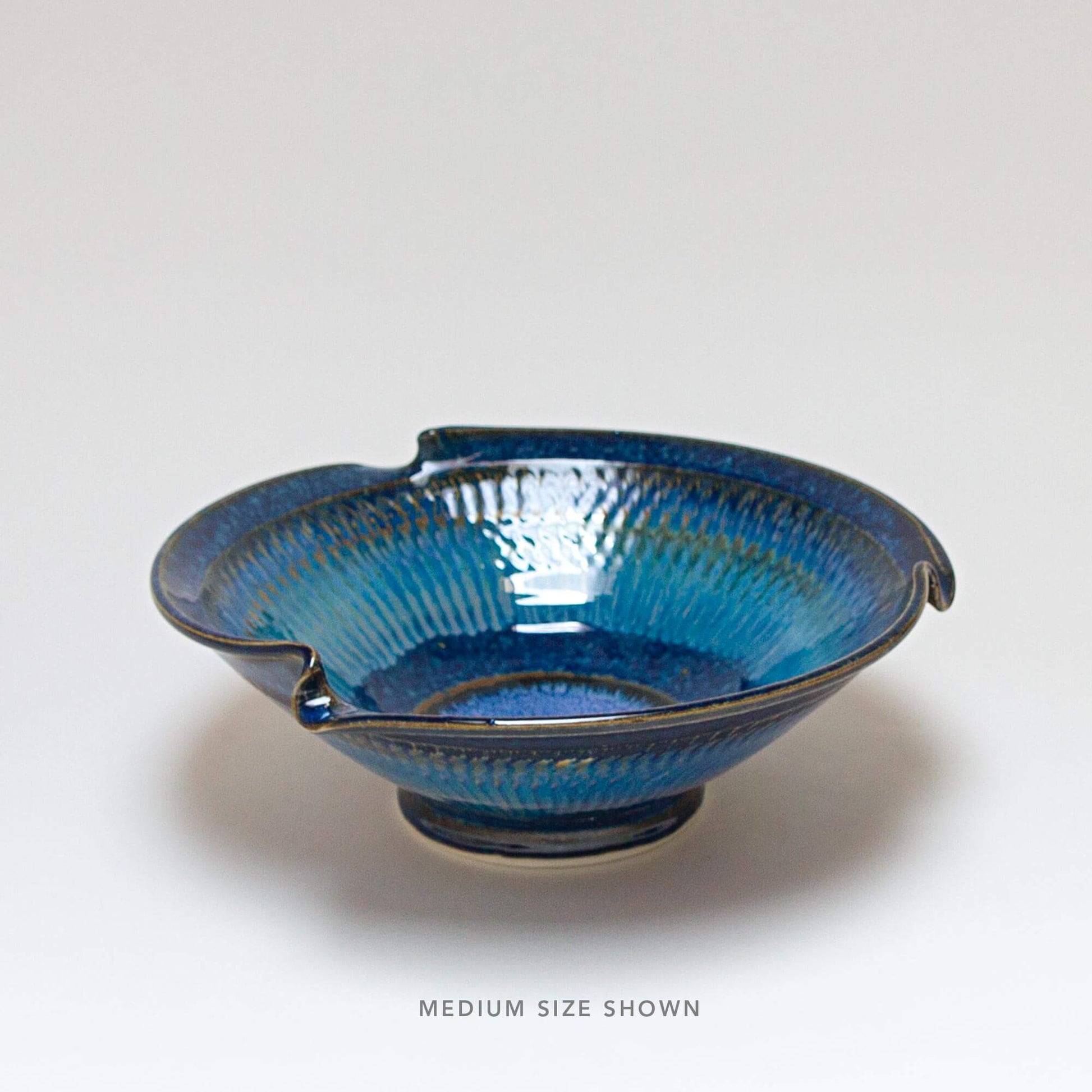 Handmade Pottery Signature Wave Bowl in Cobalt pattern made by Georgetown Pottery in Maine