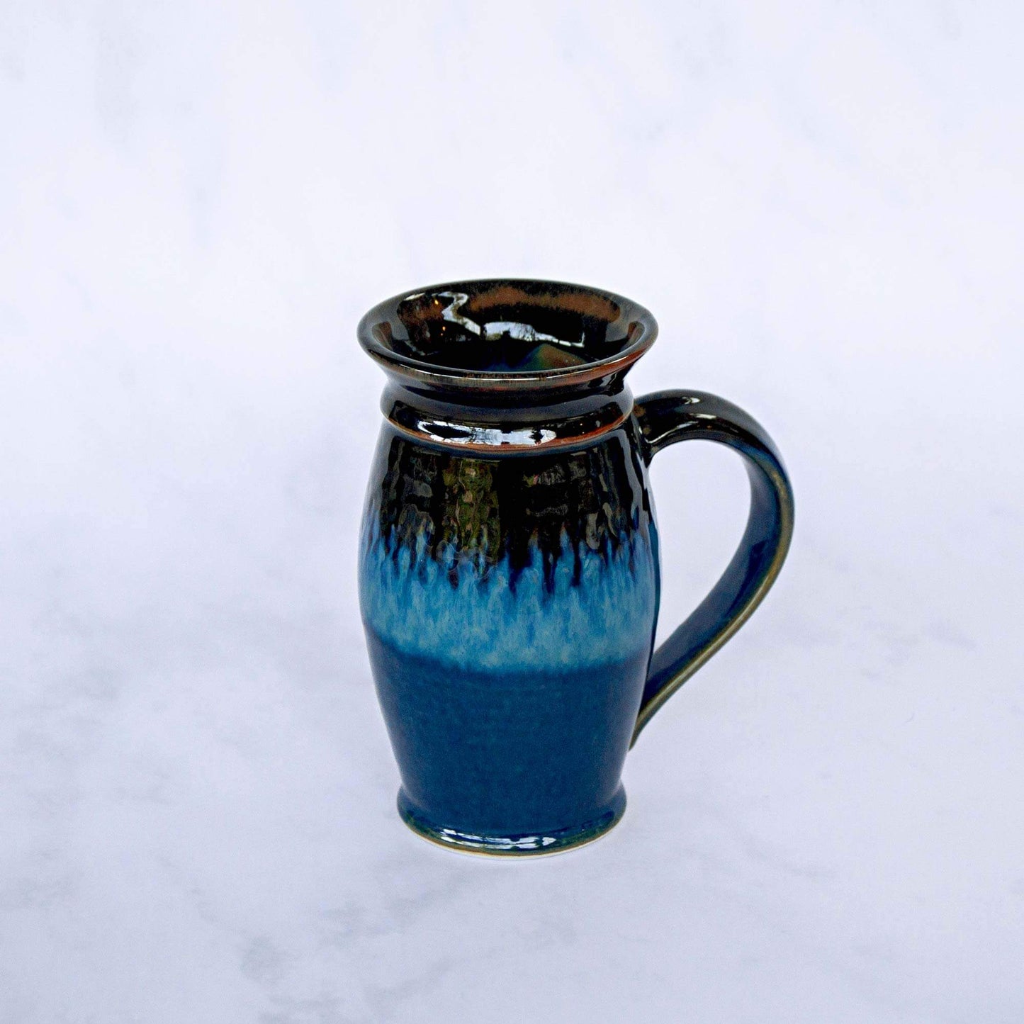 Handmade Pottery Beer Stein in Blue Hamada pattern made by Georgetown Pottery in Maine