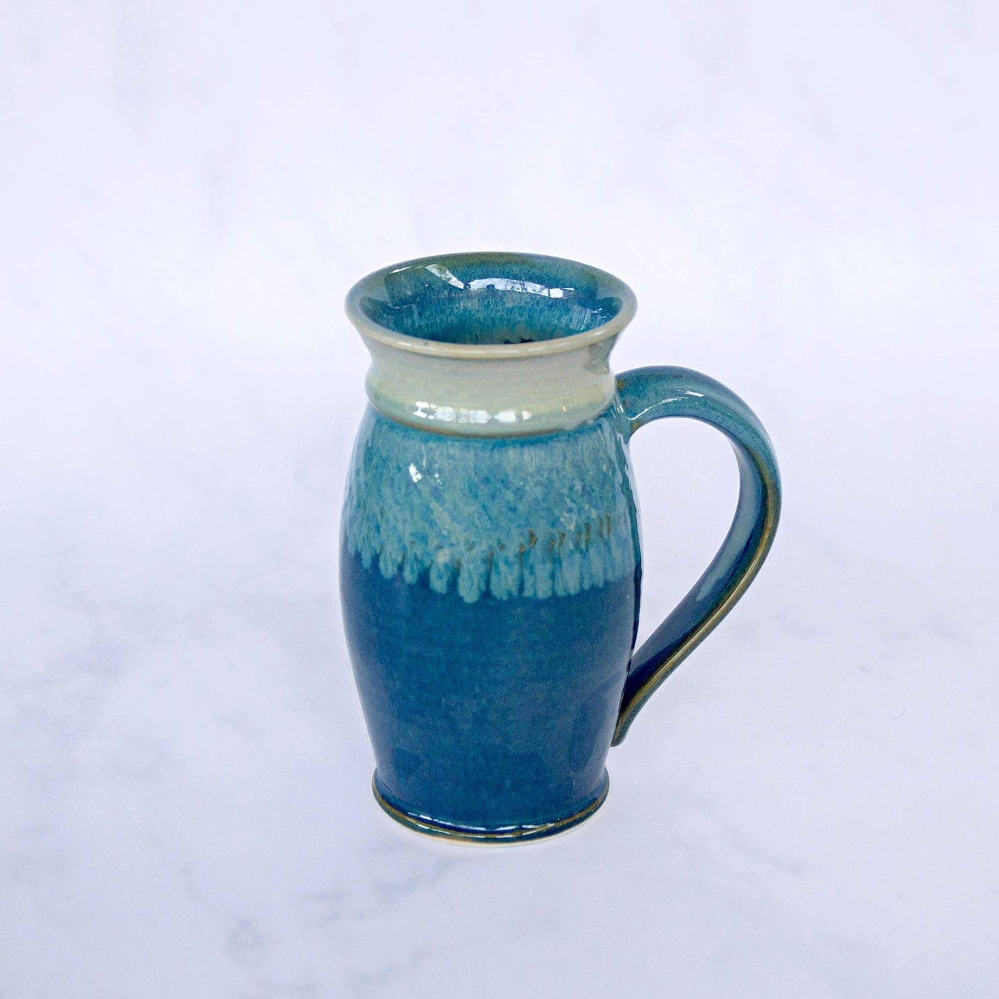 Handmade Pottery Beer Stein in Cobalt pattern made by Georgetown Pottery in Maine