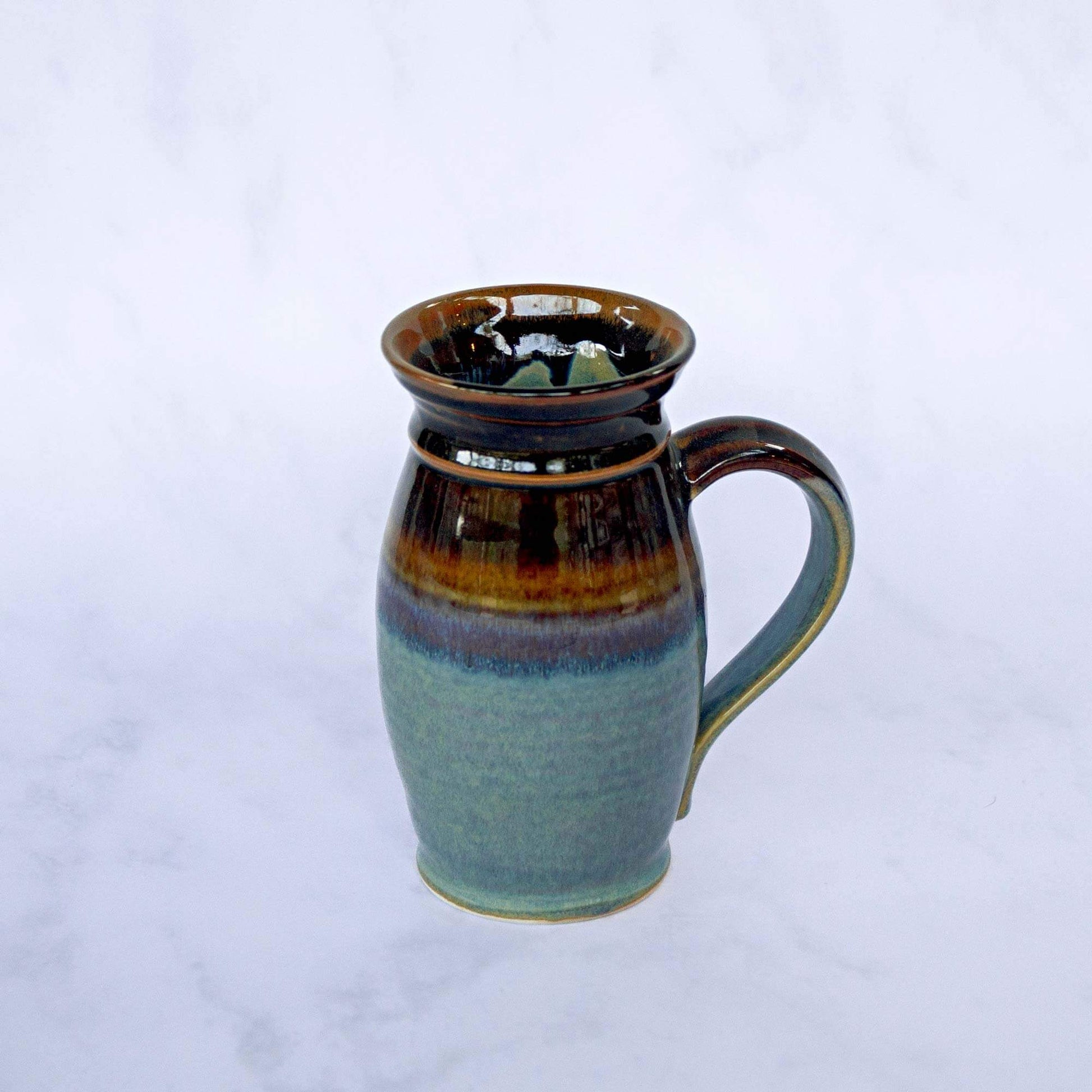 Handmade Pottery Beer Stein in Purple Hamada pattern made by Georgetown Pottery in Maine