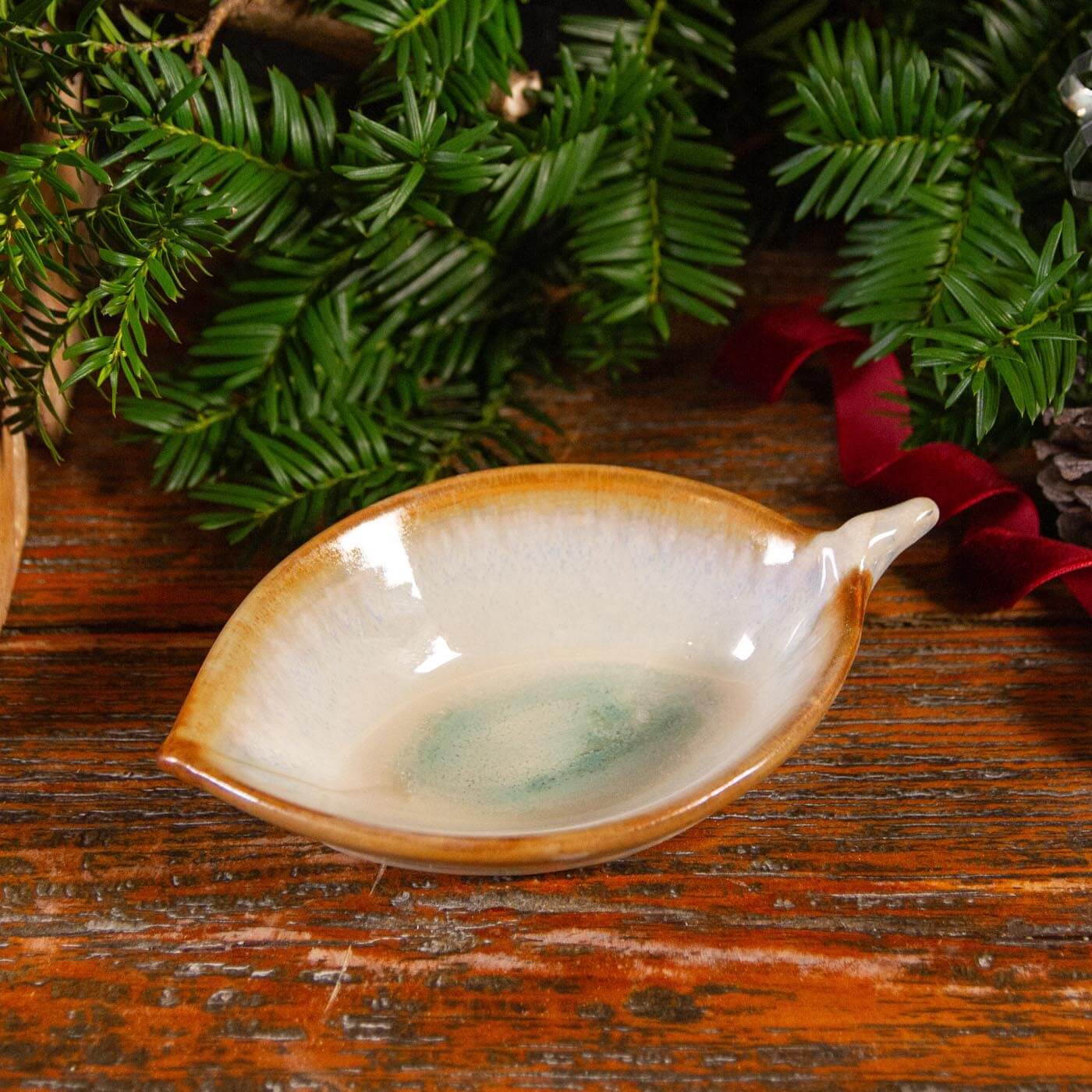 Pairing: Ivory Green Leaf Dish & Enamel Evergreen Pin