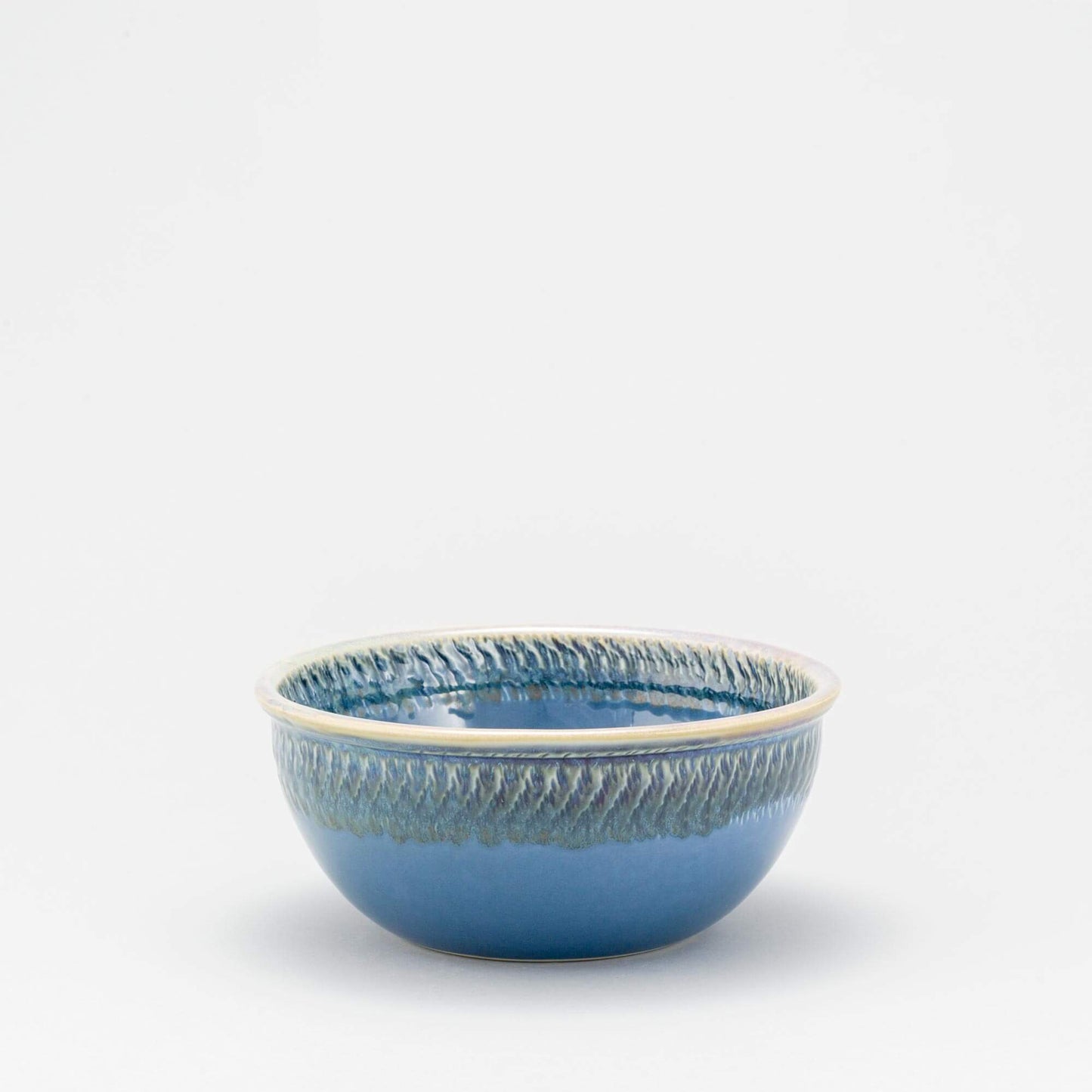 Handmade Pottery 8 Inch Mixing Bowl in Blue Oribe pattern made by Georgetown Pottery in Maine