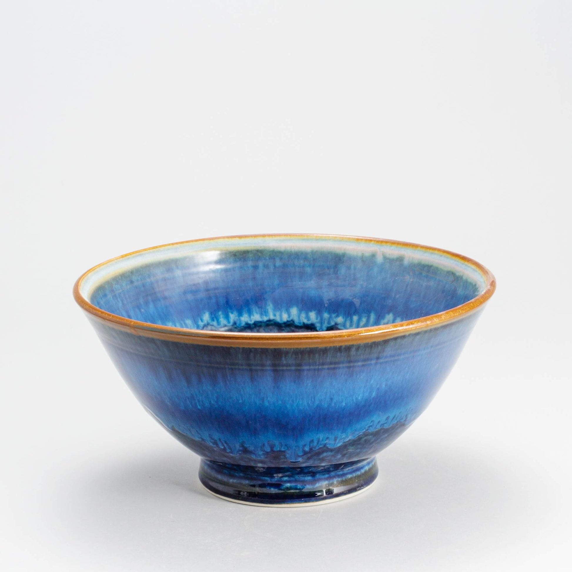 Handmade Pottery Popcorn Bowl in Cobalt pattern made by Georgetown Pottery in Maine