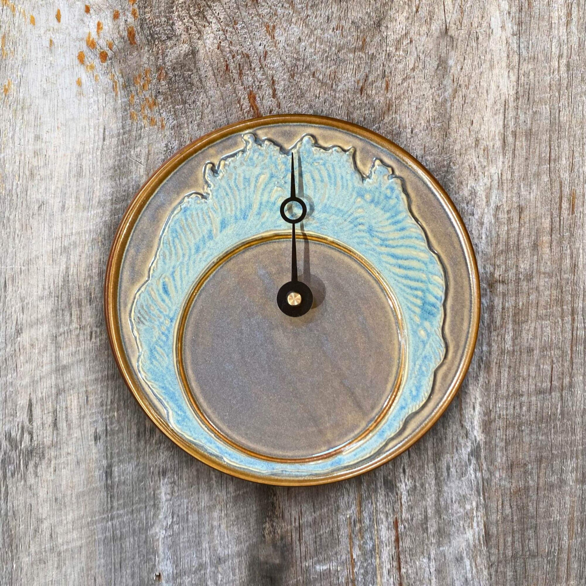 Handmade Pottery Tide Clock in Sea Glass pattern made by Georgetown Pottery in Maine