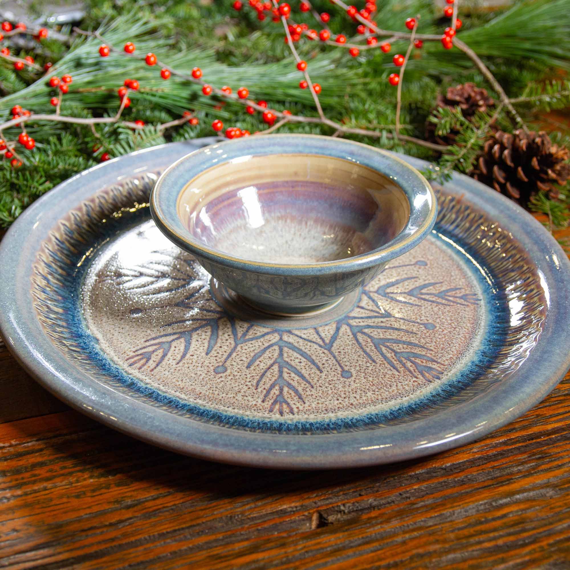 Large Pottery Chip buy and Dip Serving Bowl