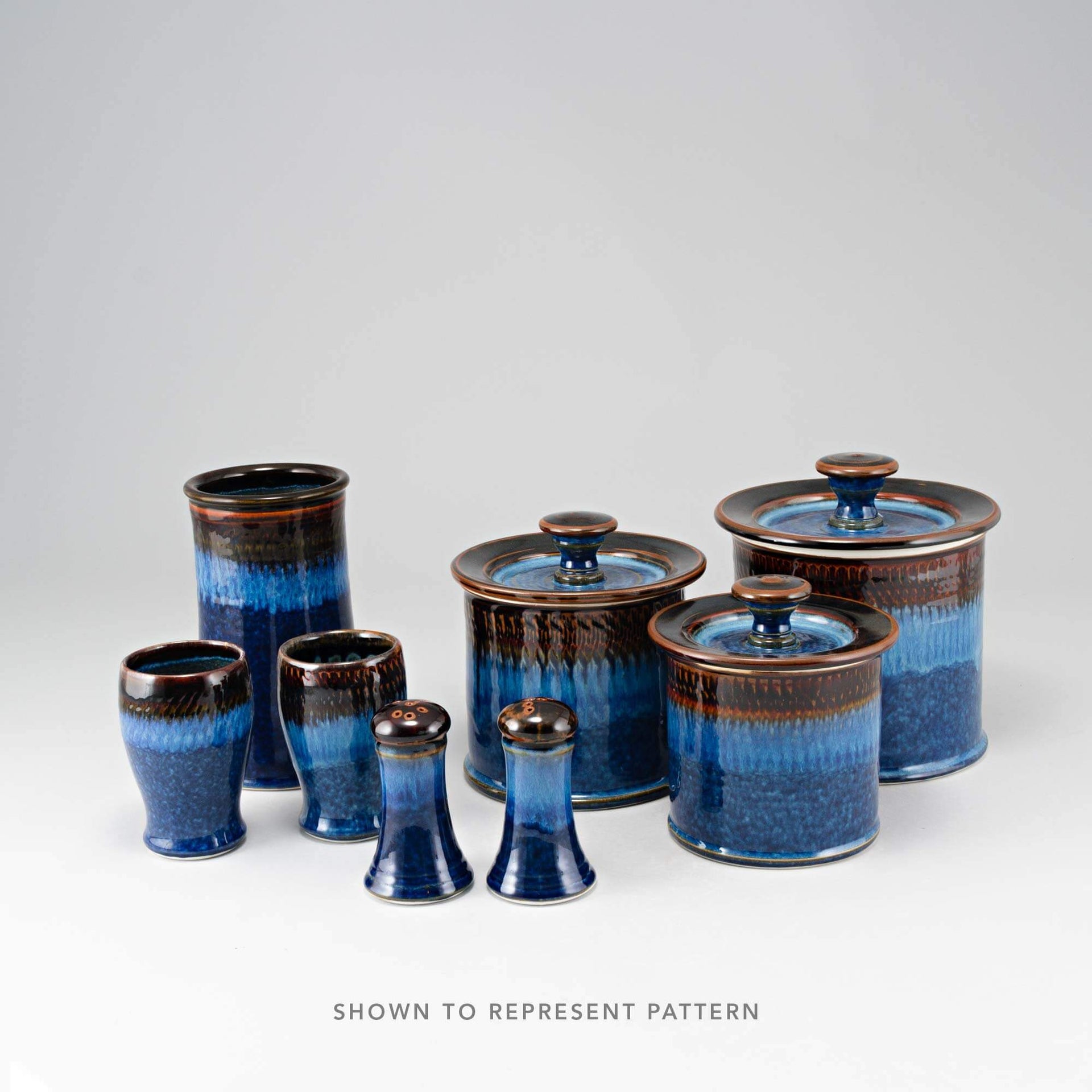 Brie Baker handmade by Georgetown Pottery in Maine in Blue Hamada pattern