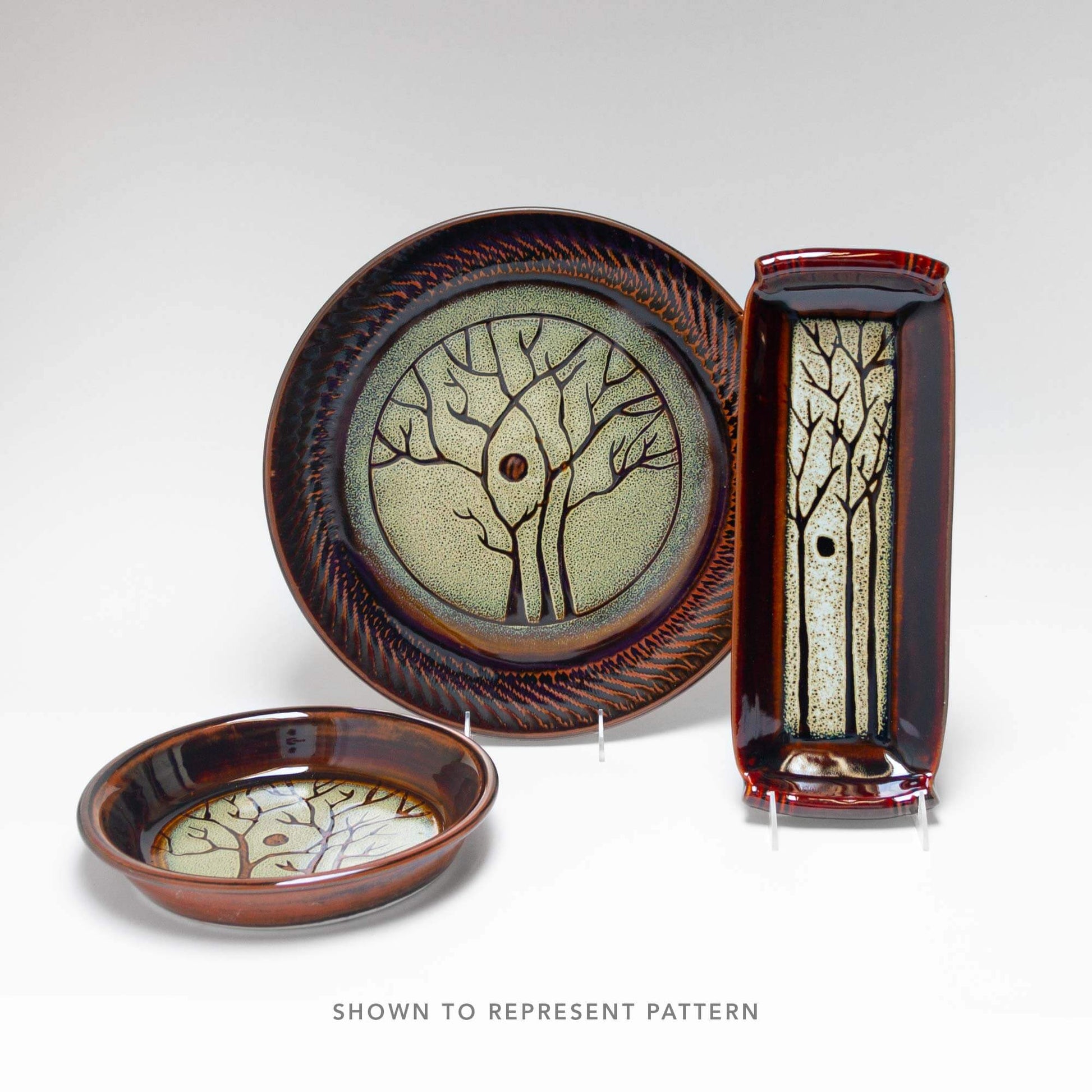 Handmade Pottery Trivet in Hamada Tree pattern made by Georgetown Pottery in Maine
